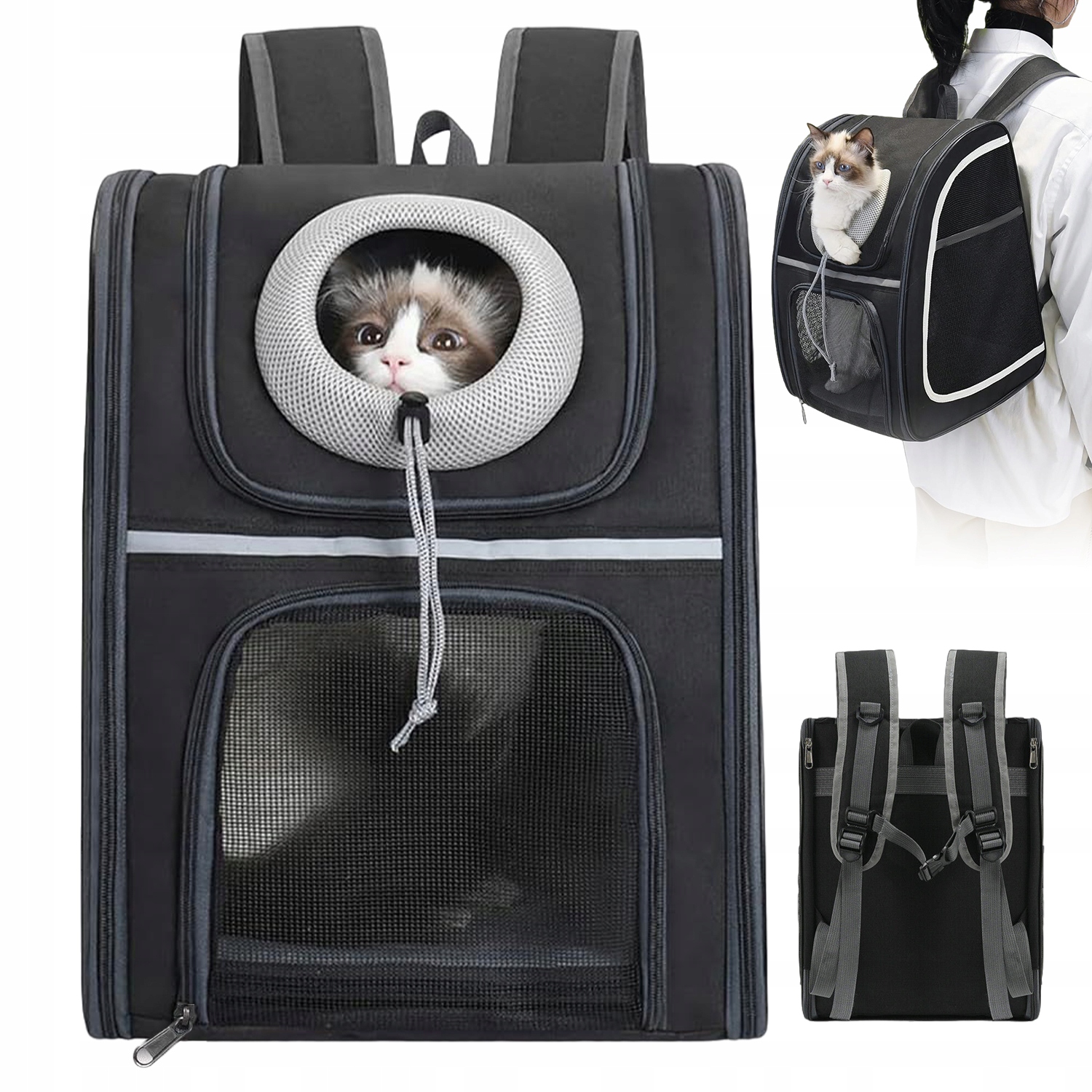Levně Skládací Batoh pro kočky s širokými ramenními popruhy – pohodlný a praktický