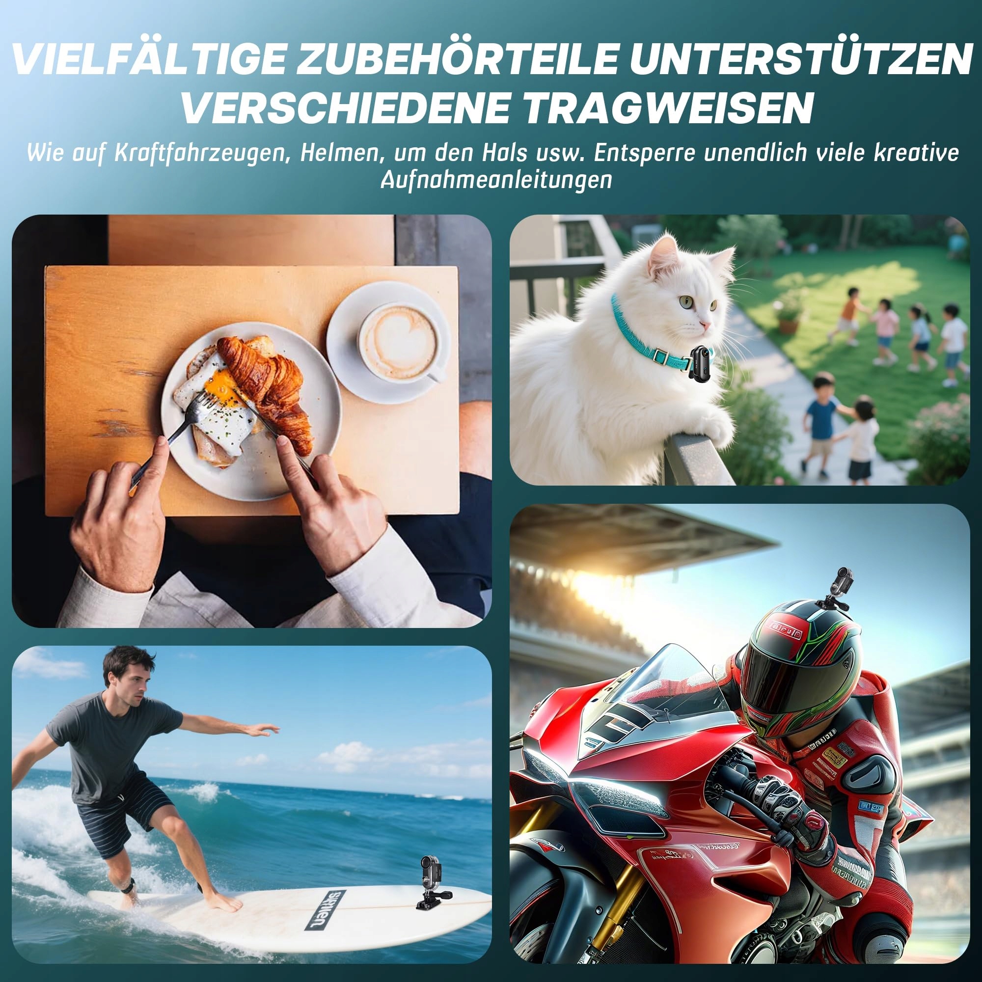 TIANTIANLE Kamera Sportowa 4K WiFi Wodoodporna 30M 360° Kaskowa — miniatura 5