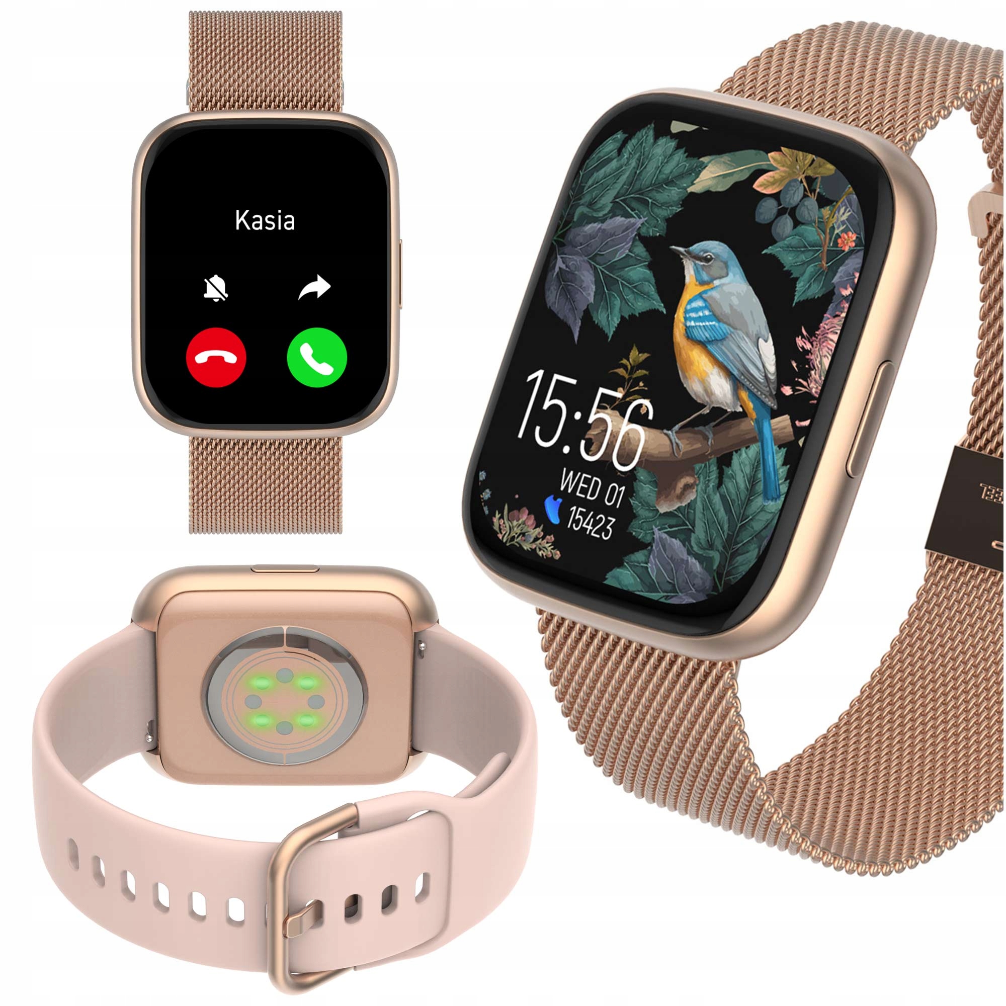 Smartwatch damski zegarek z funkcją rozmowy złoty gold wodoodporny Forever