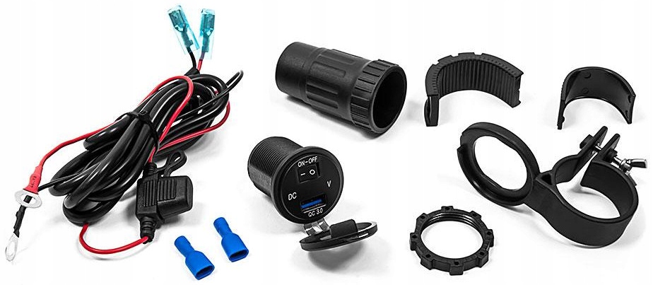 Motocyklowe gniazdo USB woltomierz +adapter