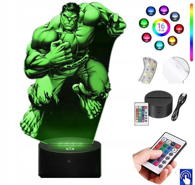 Lampka Nocna Hulk Avengers Marvel 16 LED PLEXIDO