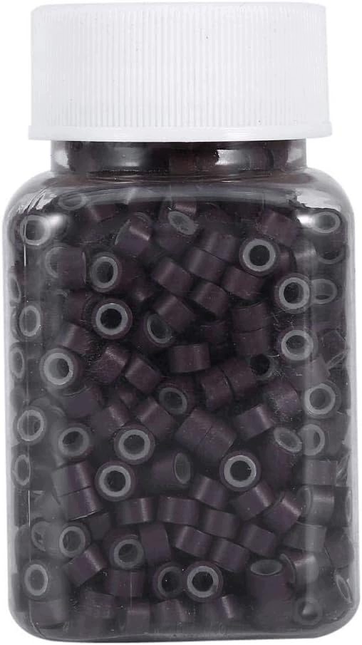 Silikonové Kroužky 5 MM Pro Prodlužování Vlasů 1000 Ks, Hnědé