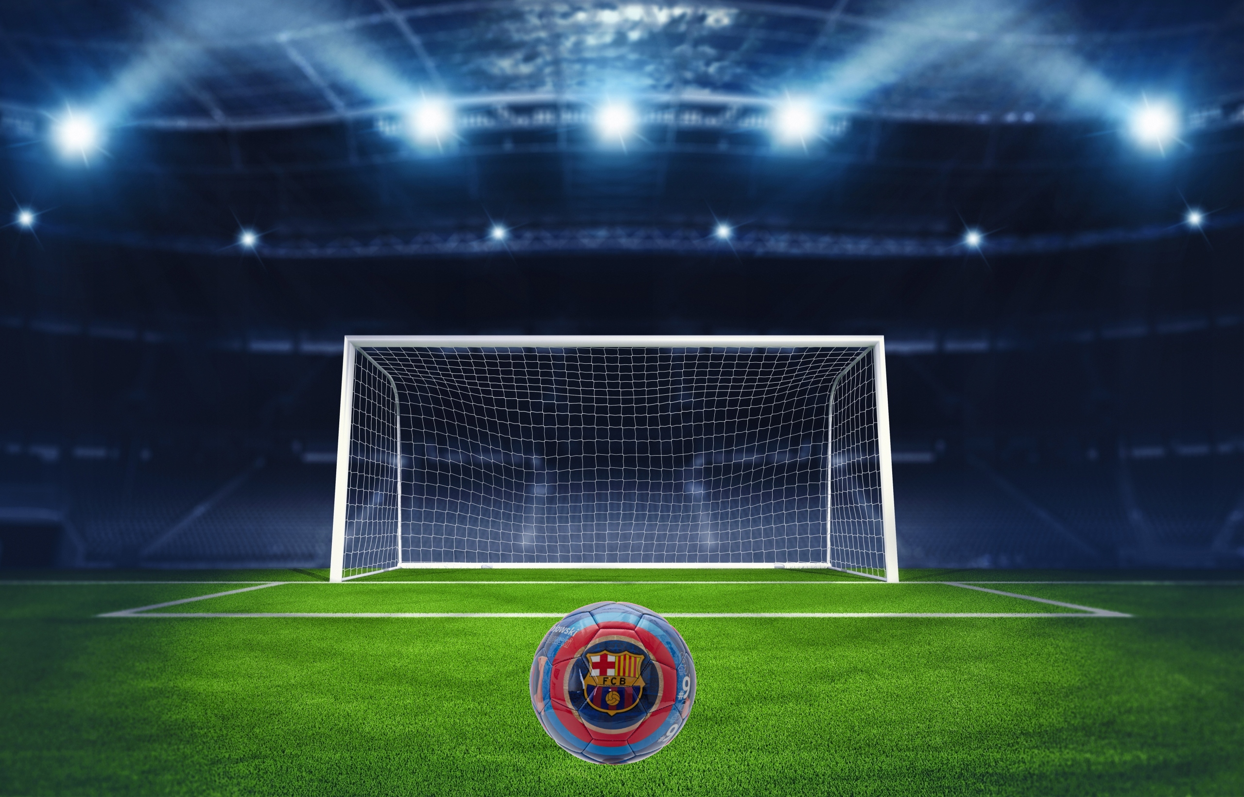 PIŁKA NOŻNA FC BARCELONA LEWANDOWSKI Z PODPISEM Kolor dominujący odcienie niebieskiego