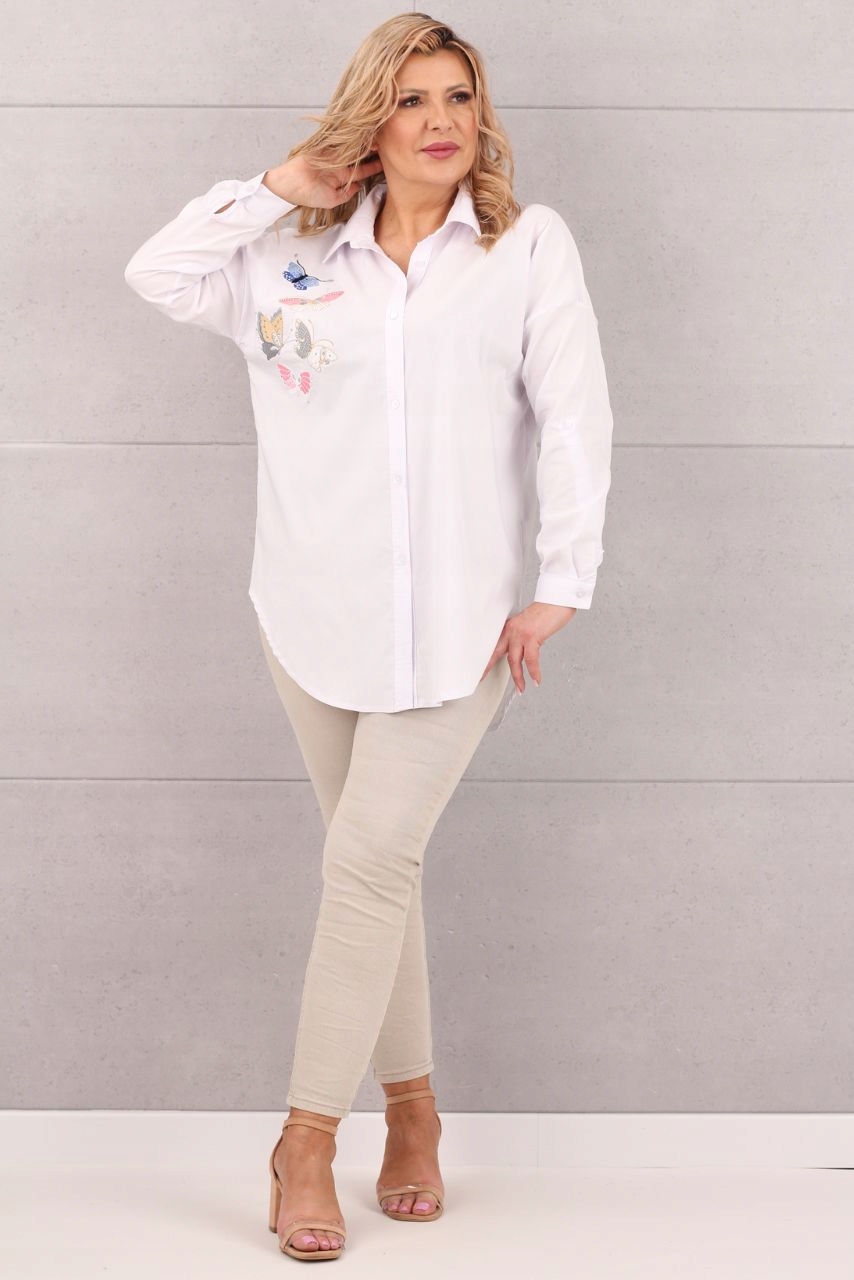ELEGANCKA KOSZULA BAWEŁNIANA DUŻE ROZMIARY LUŹNA CASUAL OVERSIZE WIZYTOWA Płeć kobieta
