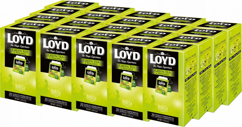 Herbata zielona smakowa w kopertach Loyd Horeca Green Tea ananas 20szt x20