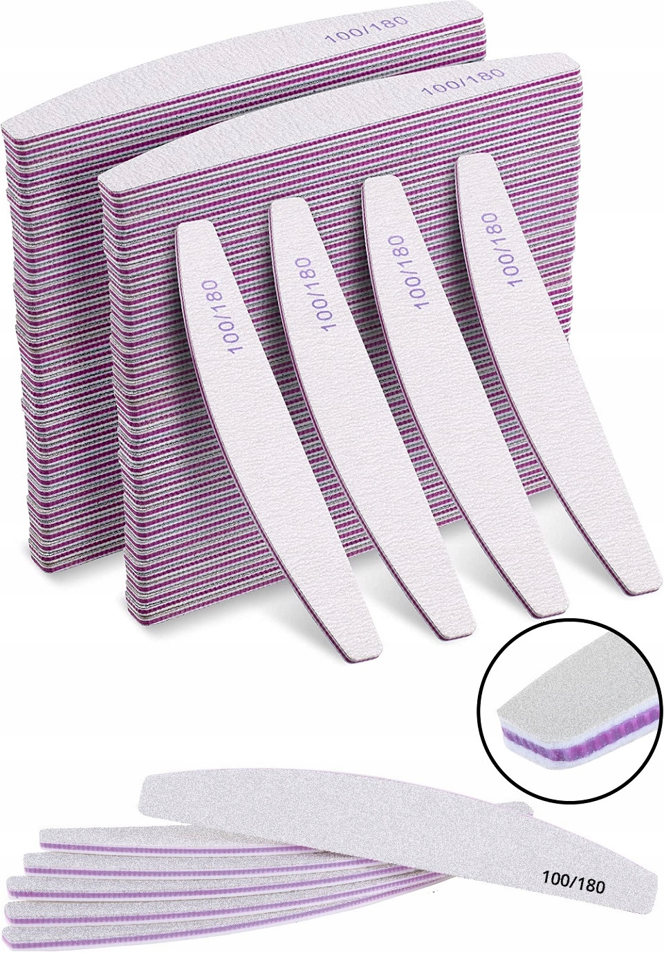 

Pilnik Do Paznokci Łódka Zebra 100/180 x 100 Sztuk