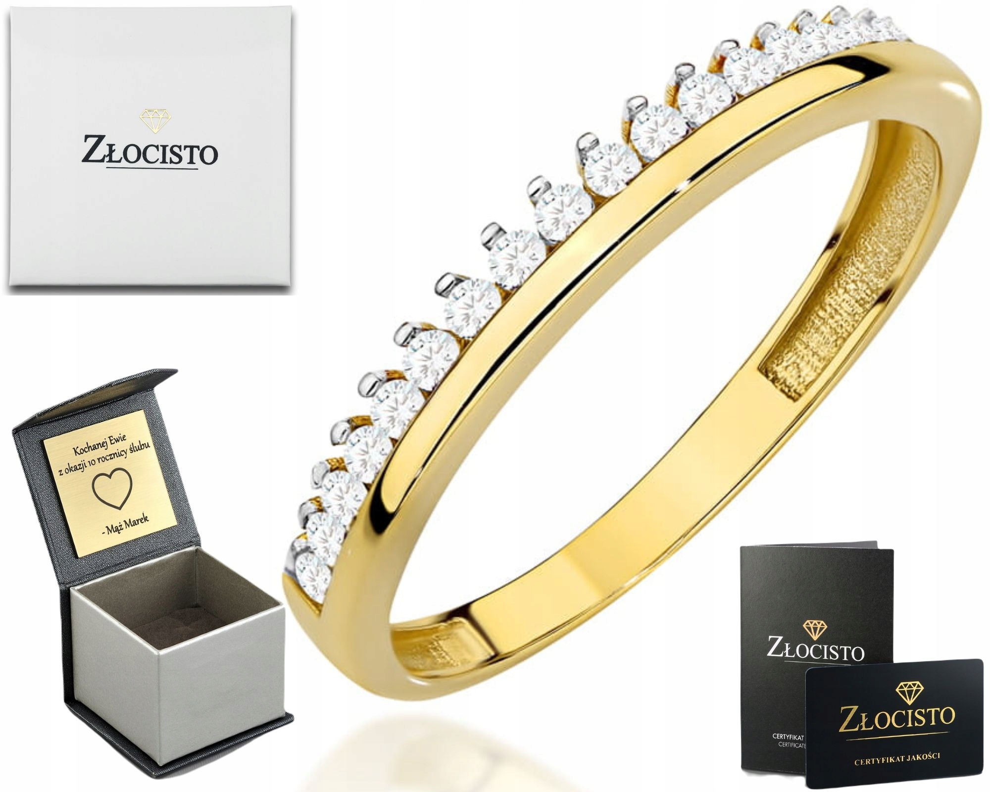 Zlatý Prstýnek S Dvojdílným Zirkony A Hladkou Kolejnicí Zlato Ryzost 585 14K