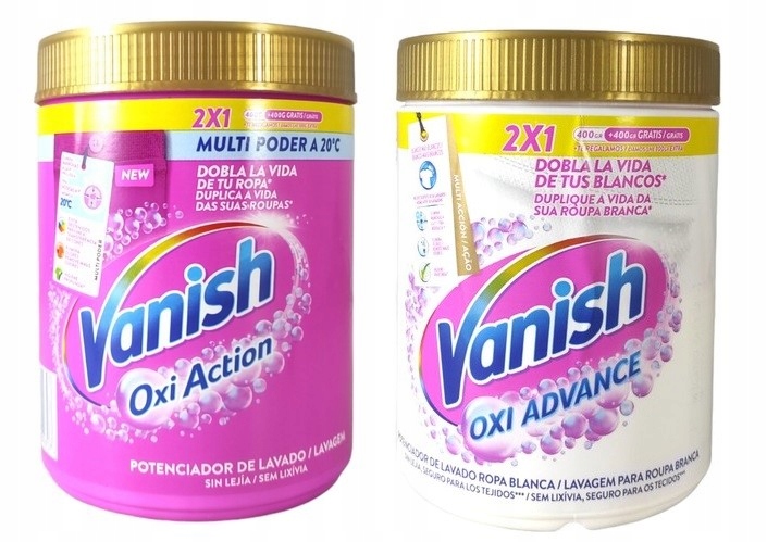 Levně Vanish Universal Bílý odstraňovač skvrn na textil 2 x 900 G Španělsko