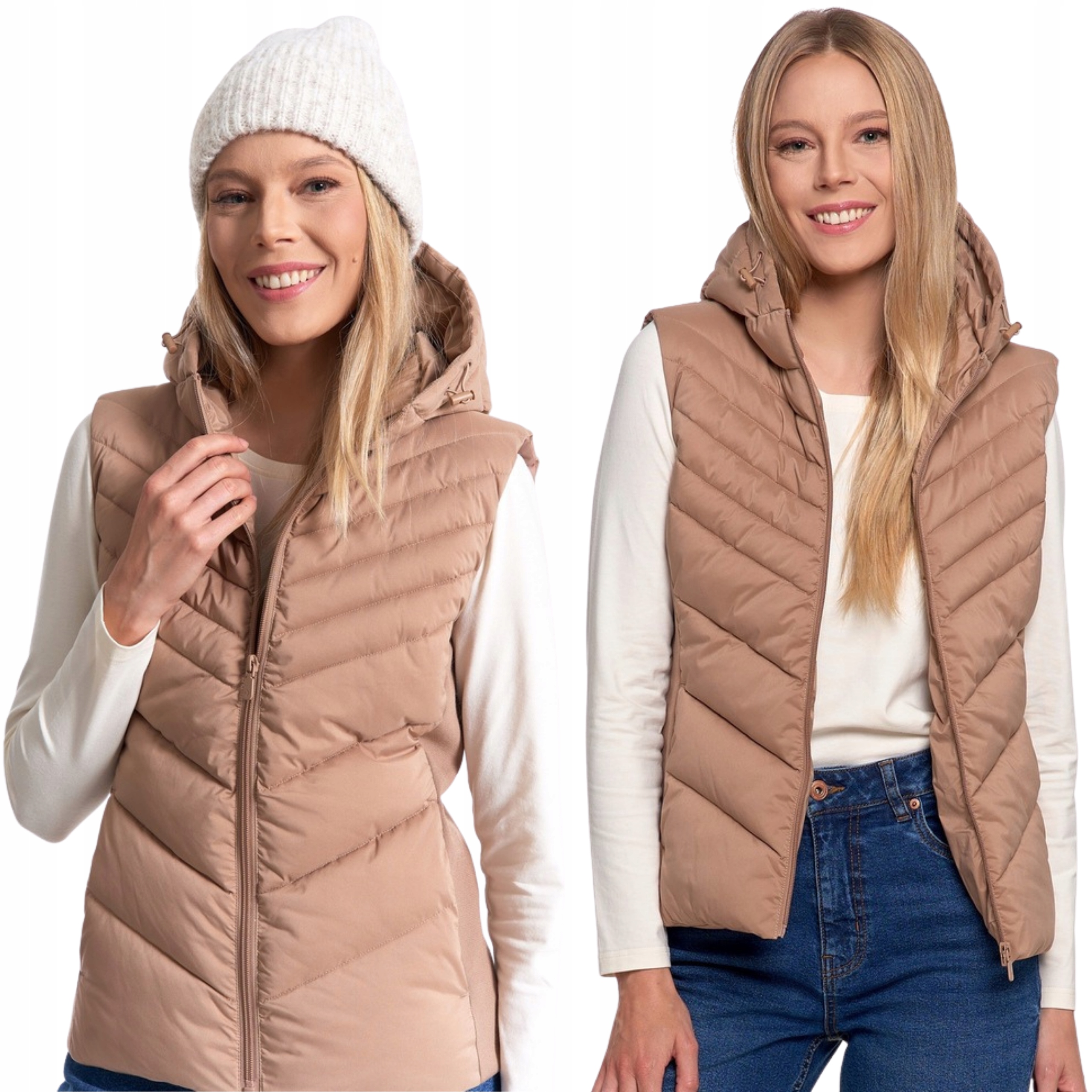 Kamizelka Damska Krótka Pikowana Z Kapturem Bezrękawnik Na Jesień Moraj M