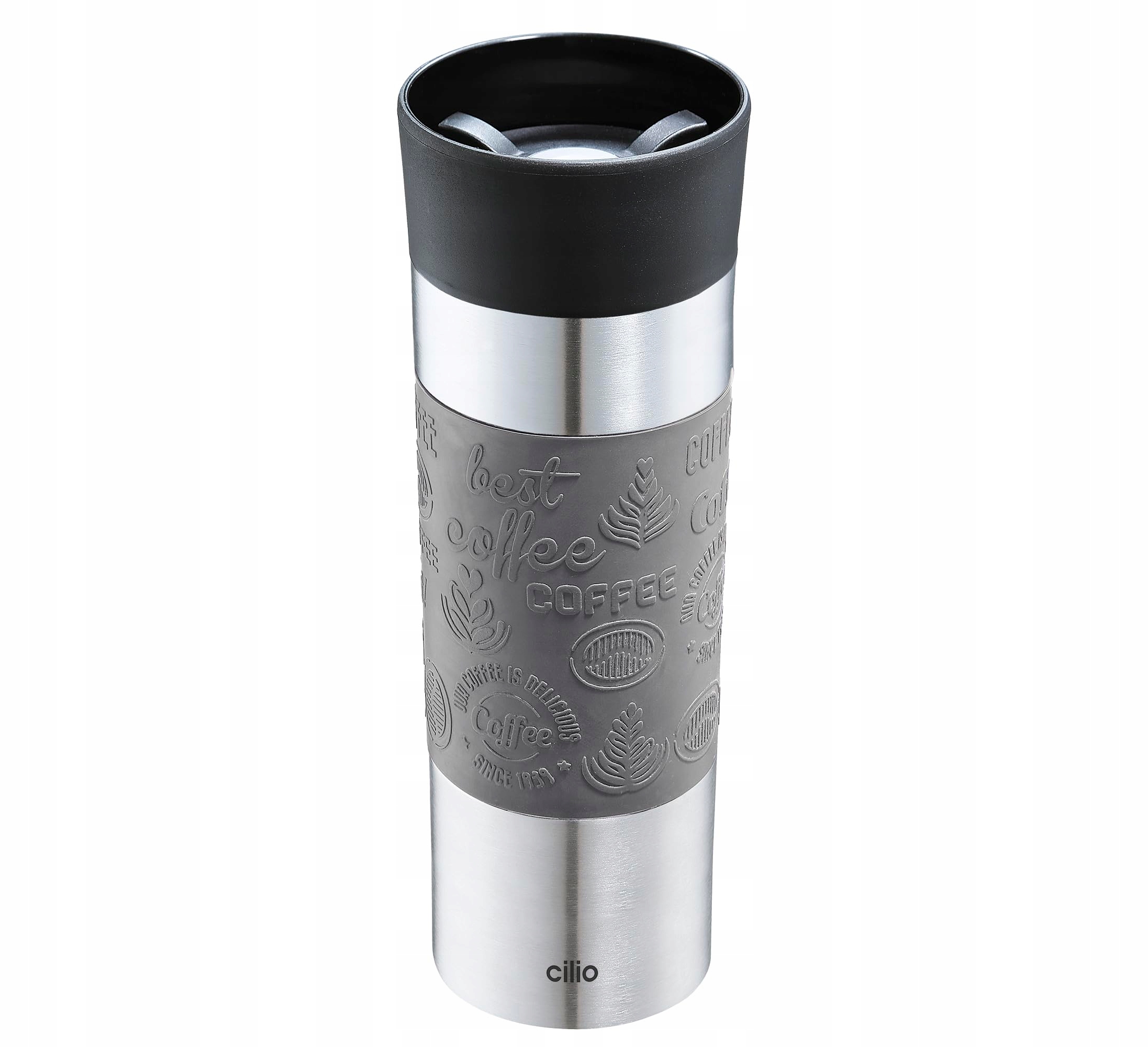 Termohrnek Cilio Viaggio 500 ml s uzávěrem 360 šedý na kávu