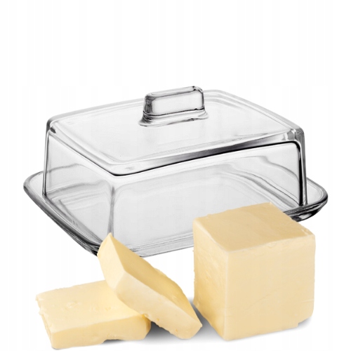 MASELNICZKA SZKLANA POJEMNIK NA MASŁO Z POKRYWĄ UCHWT JASŁO + nożyk gratis
