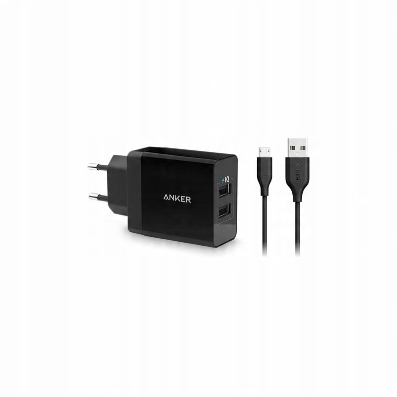 

Ładowarka Anker 2xUSB 24W Czarna + kabel microUSB