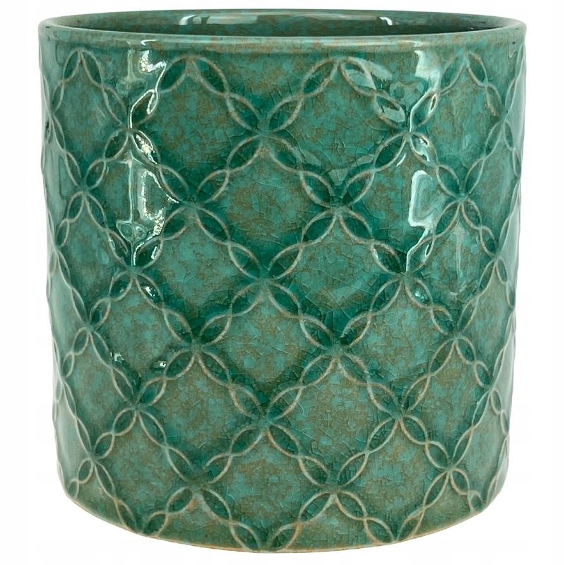 

Turkusowa osłonka doniczka 13 Vintage łańcuszki