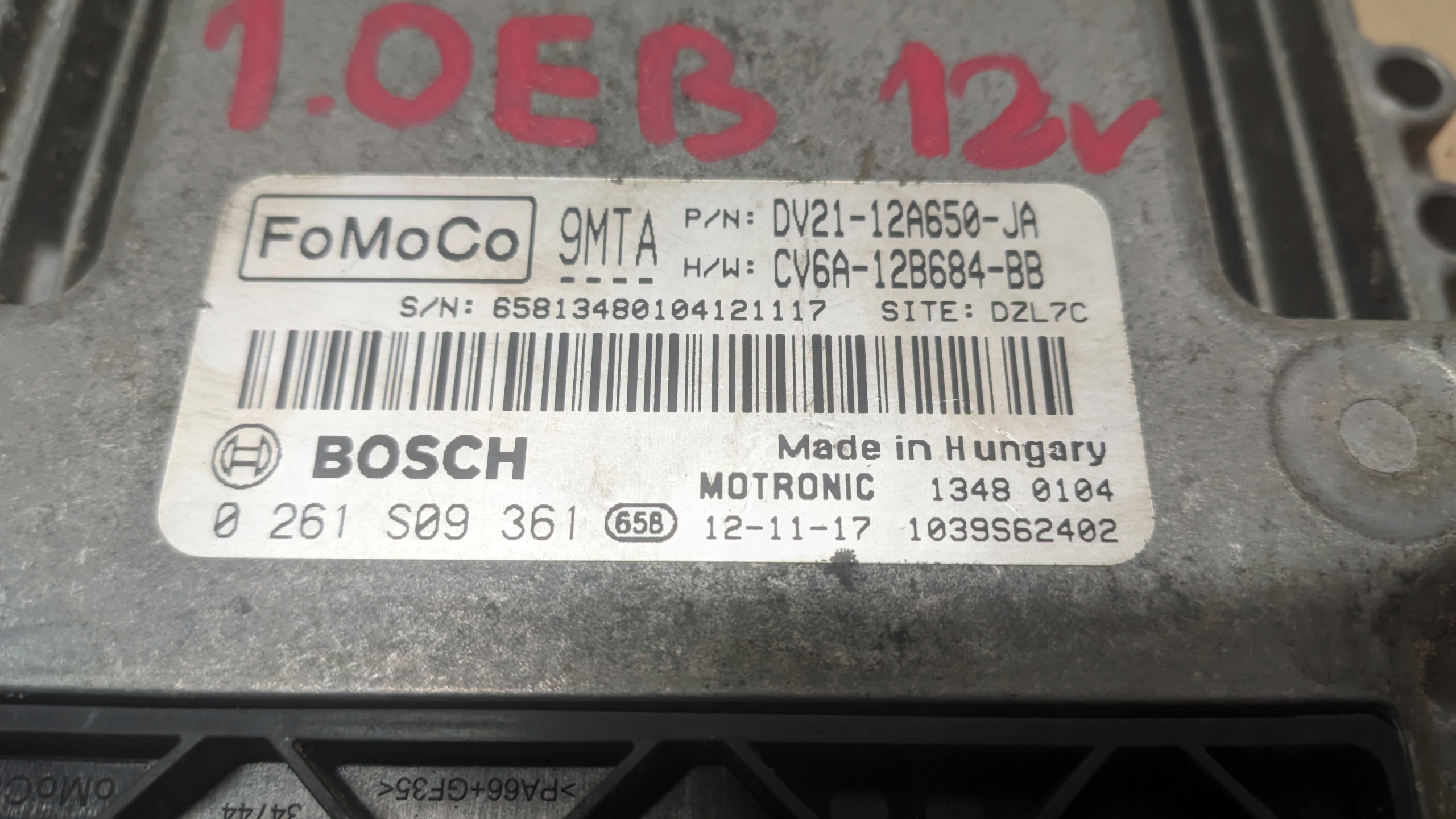 FORD B-MAX 12R 1.0 EB computer Motore CV6A-12B684-BB DV21-12A650-JA