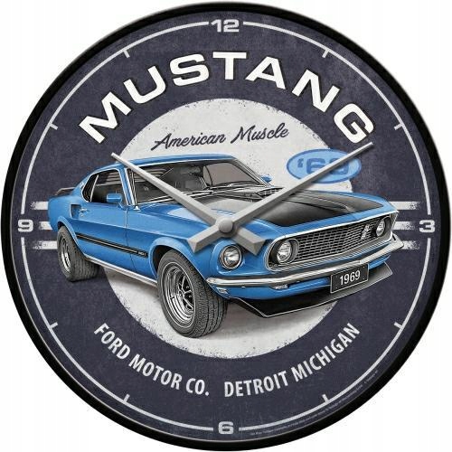ZEGAR ŚCIENNY ZEGAREK FORD MUSTANG 1969 KLASYK AUTO PREZENT DLA FANA