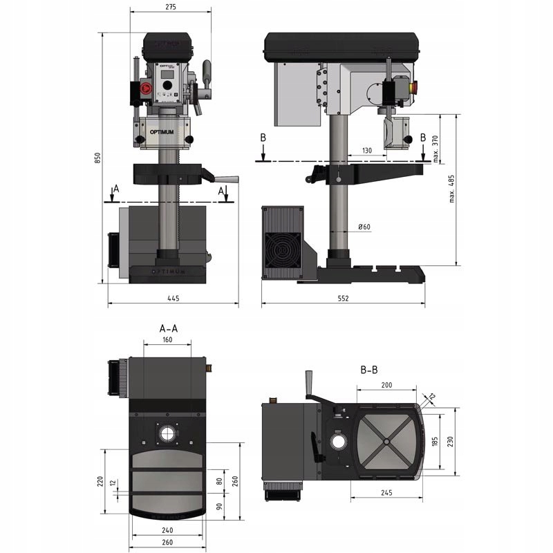 WIERTARKA STOŁOWA DH 18V 230V OPTIMUM 3020220 Marka Optimum