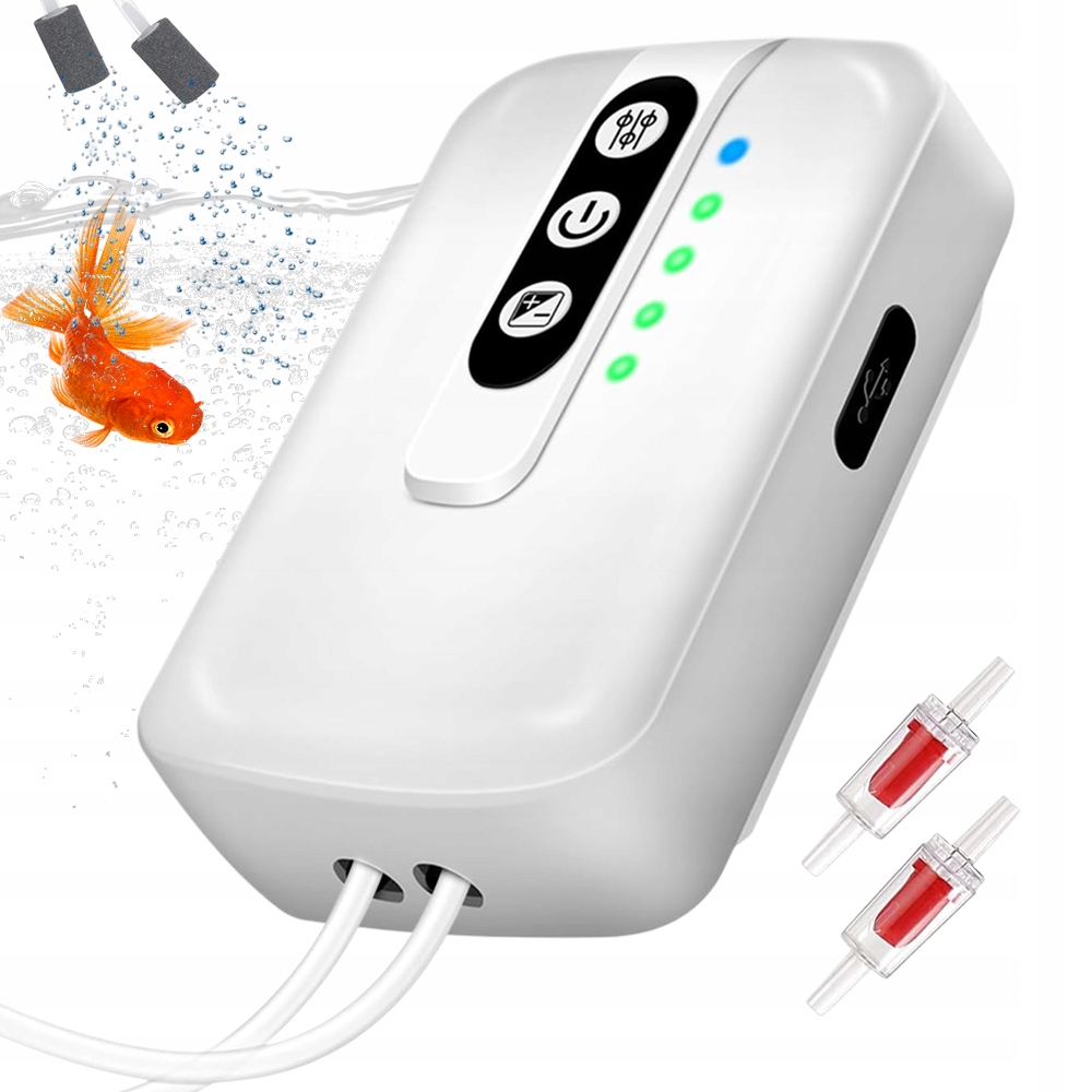 Levně Akvarijní vzduchová pumpa s regulací průtoku, 2 režimy provozu 2000 mAh