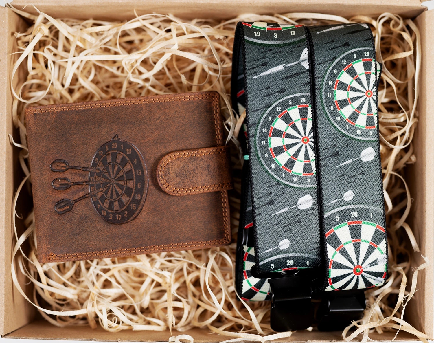 Pix Dárkový set pro muže Kožená peněženka a kšandy Šipky