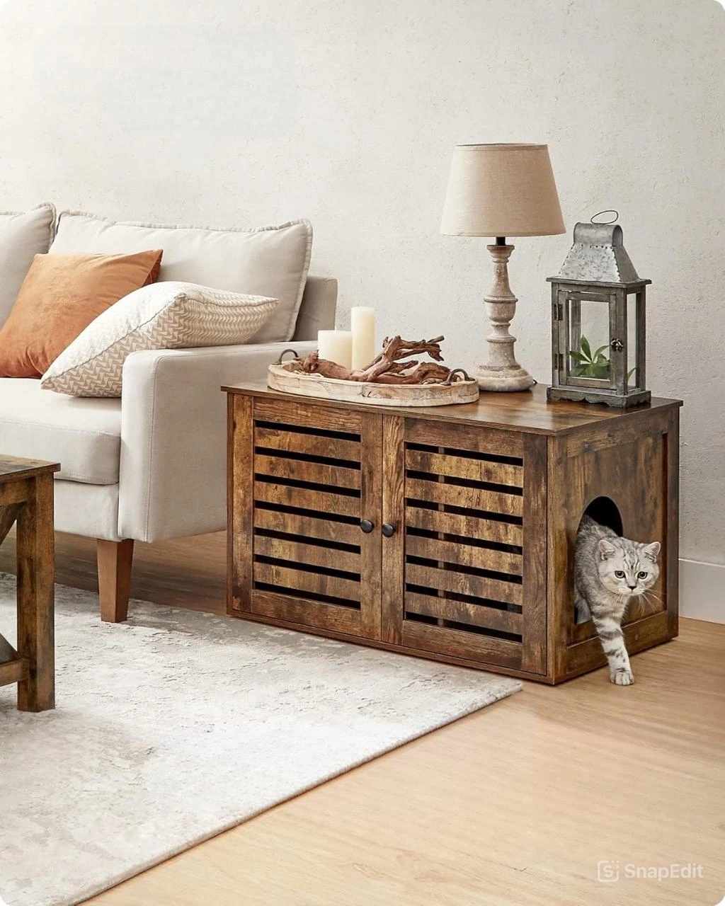 Levně Skříňka na kočičí toaletu hnědá 80 x 49 x 53 cm