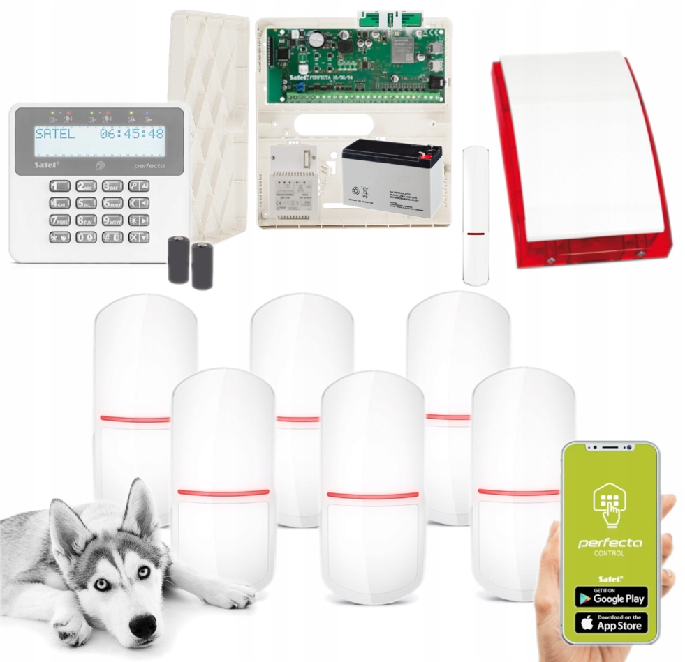 Alarm Satel Perfecta 64 M 6x APD-200 Pet Syrena Aplikacja Android Lte