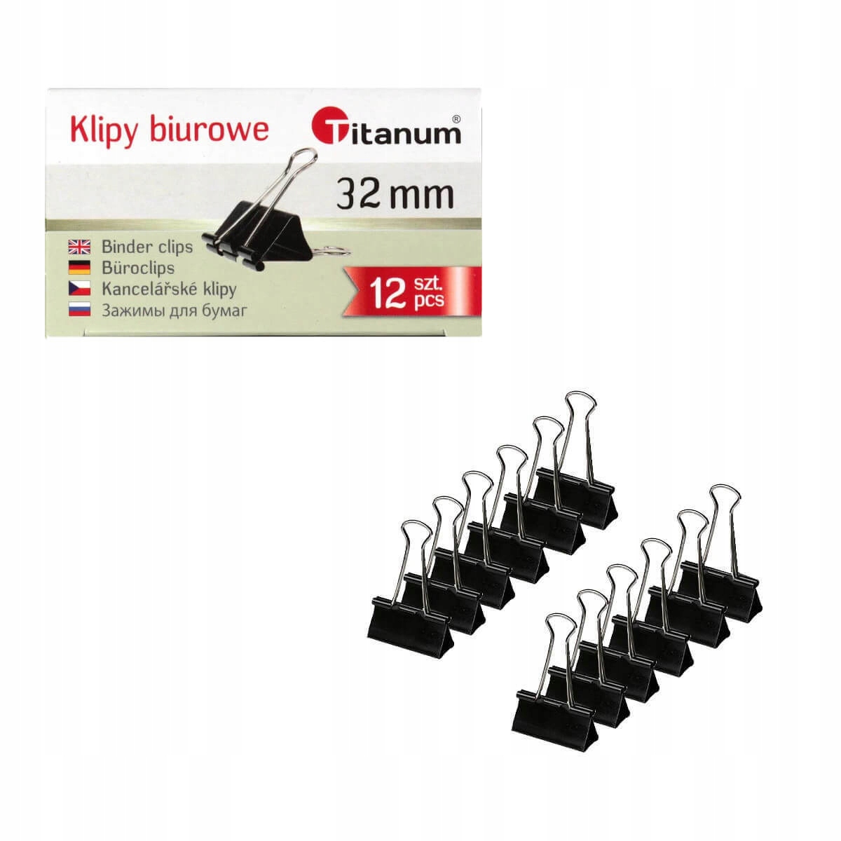 

Klipy biurowe klip klipsy klamry czarne 32mm 12szt
