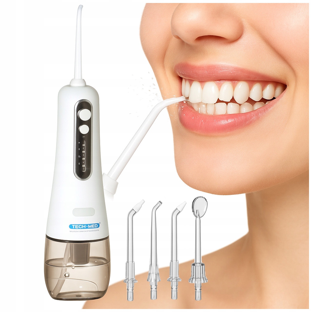 Irygator Do Zębów dentystyczny bezprzewodowy 4 dysze 4 tryby Tech-med