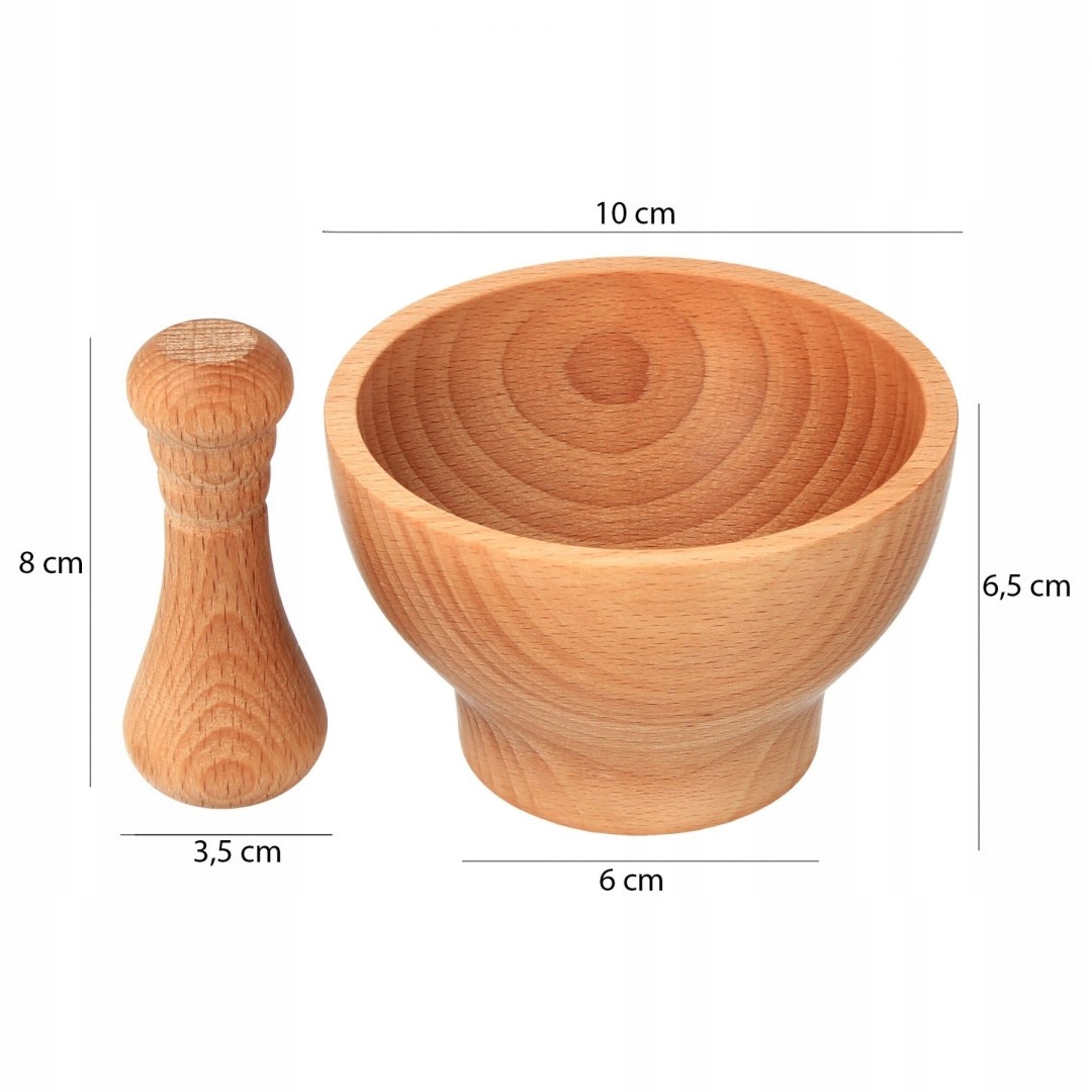 MOŹDZIERZ DREWNIANY Z TŁUCZKIEM DO ZIÓŁ KUCHENNY Marka inna