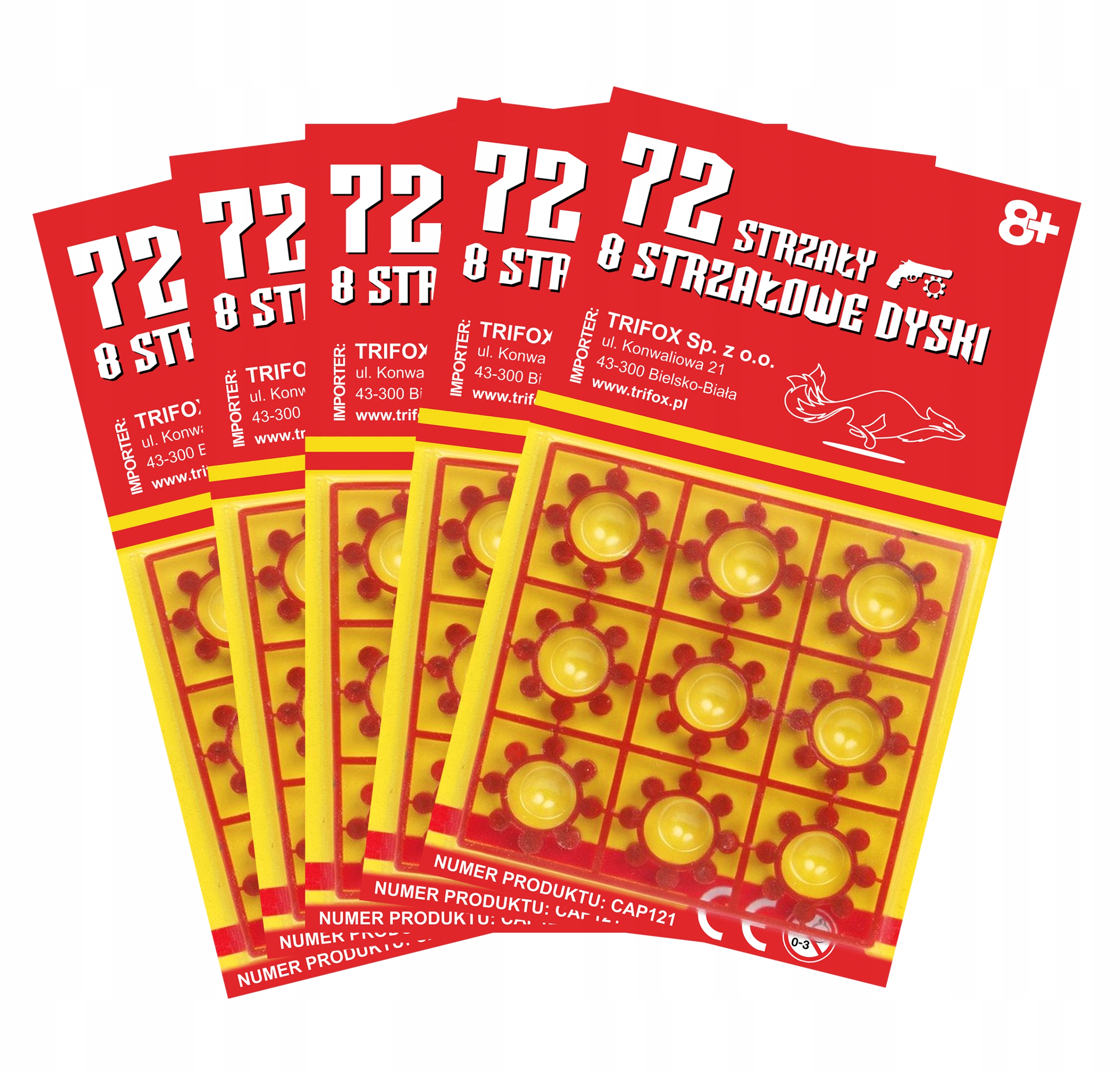 KAPISZONY HUKOWE SPŁONKA 8 STRZAŁÓW DO PISTOLETU x15 1080 STRZAŁY PISTOLET Marka Trifox