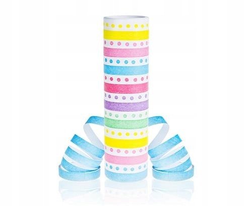 Serpentyna papierowa GROSZKI paski TĘCZOWE 18p/4m