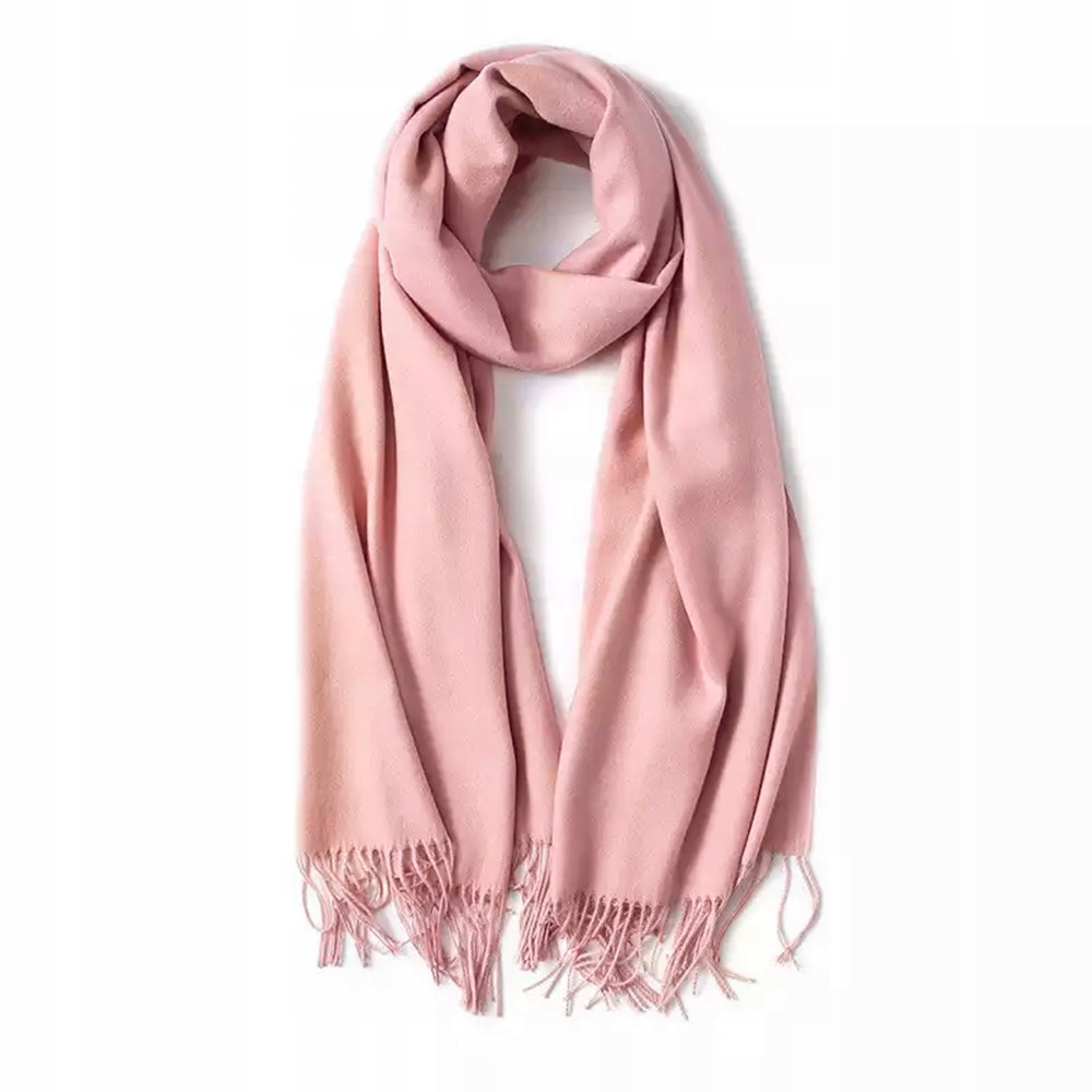 

Szalik szal damski ciepły różowy frędzle