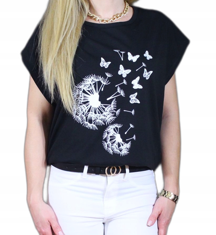 Dużo wzorów luźna bluzka t-shirt 48 4XL nadruk