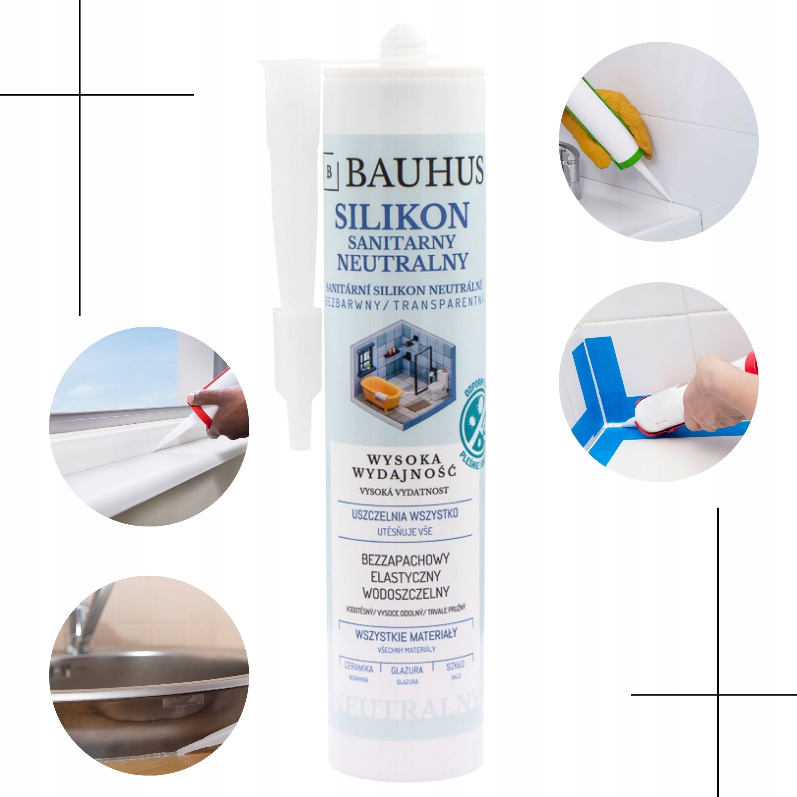 SILIKON Sanitarny BEZBARWNY transparentny Bauhus Marka Bauhus
