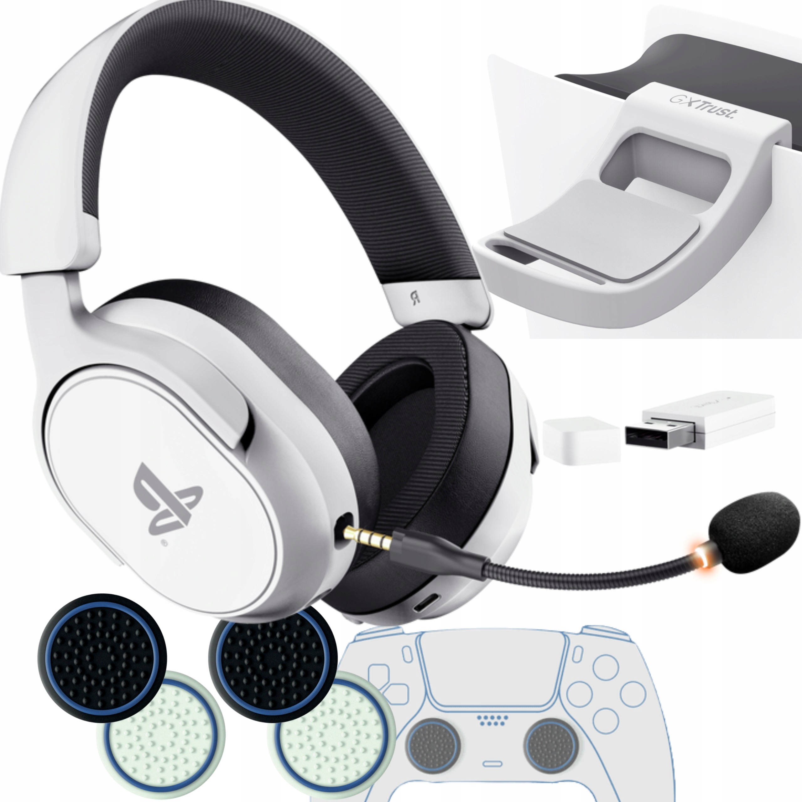 Trust Gxt 499W Forta Zestaw PS5 Słuchawki+ Uchwyt Nakładki DualSense