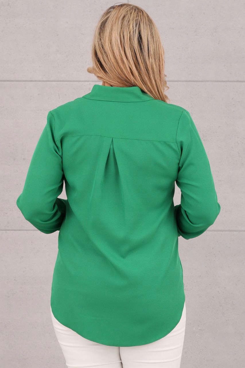 KOSZULA KLASYCZNA ROZPINANA LUŹNA POLSKI PRODUCENT DUŻE ROZMIARY ELEGANCKA Kolor zielony