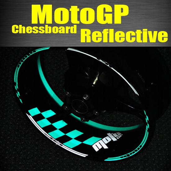 MotoGP Šachovnice Reflexní Samolepky pásky kola ráfky okraje pro Kawasaki