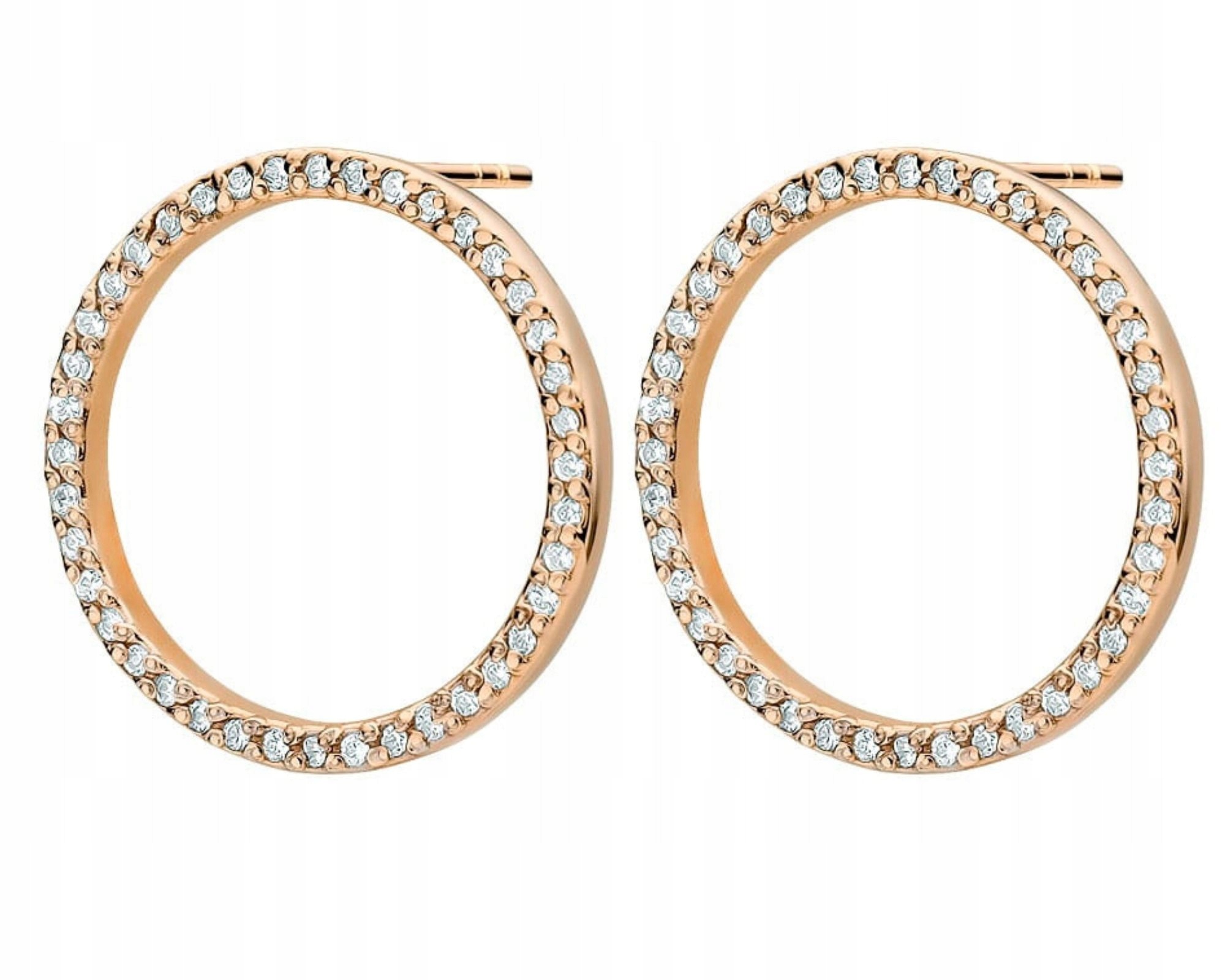 Náušnice z růžového zlata s briliantovými kroužky