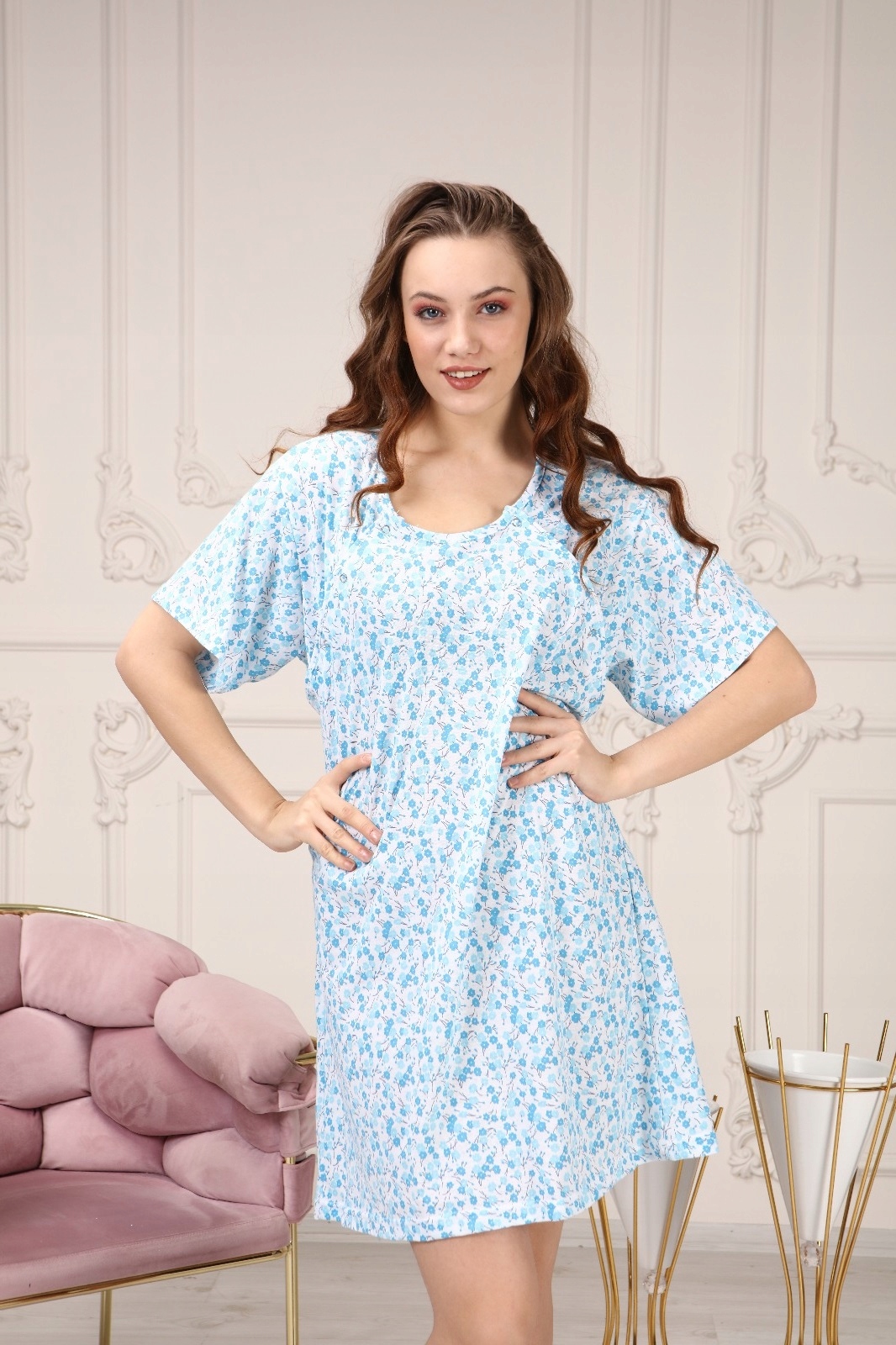 KOSZULA NOCNA do porodu karmienia w kwiatki bawełna NAPY M Marka Inna marka