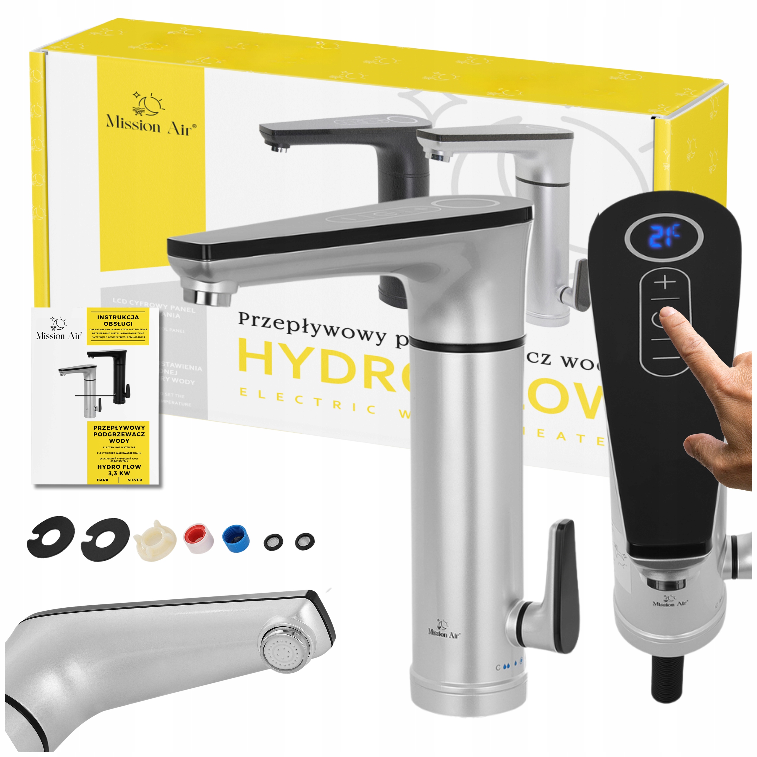 Průtokový elektrický kohoutkový ohřívač vody Mission Air 3,3 kW LCD