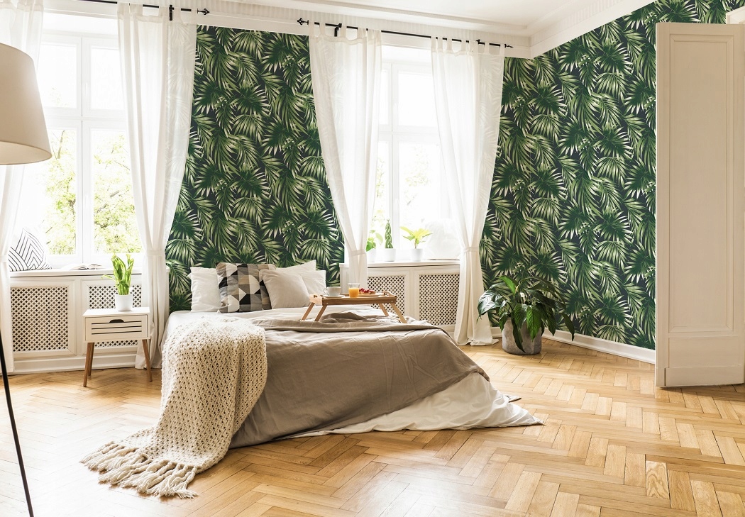 TAPETA LIŚCIE PALMY DO SYPIALNI SALONU TAPETY Marka Superfresco Easy