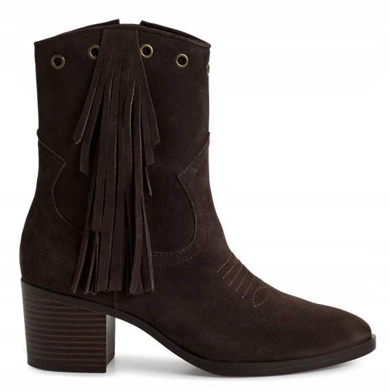 Kovbojské Boty Dámské Kotníkové Boty Mocca Hnědé Semišové Marco Tozzi 40