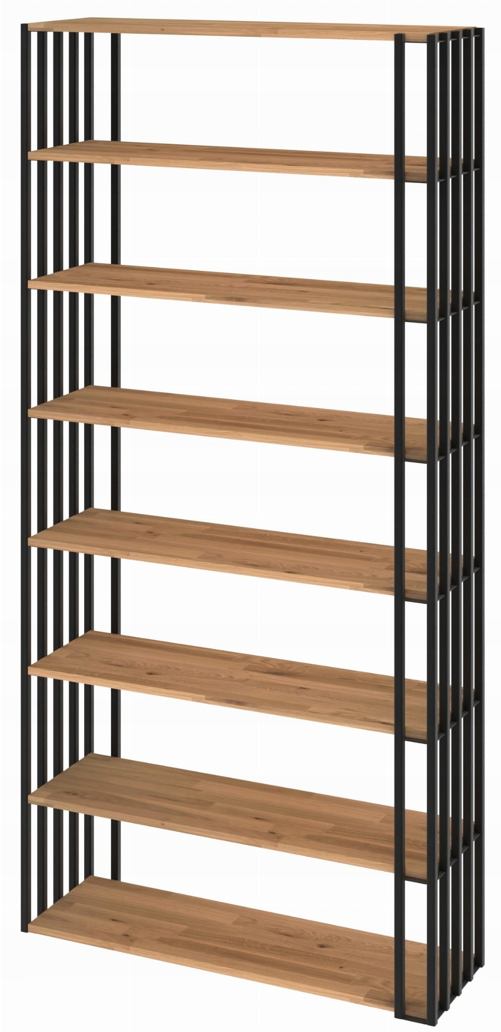 Regál na knihy z kovu a dubového dřeva Malaga Loft 212x64x30 cm D8