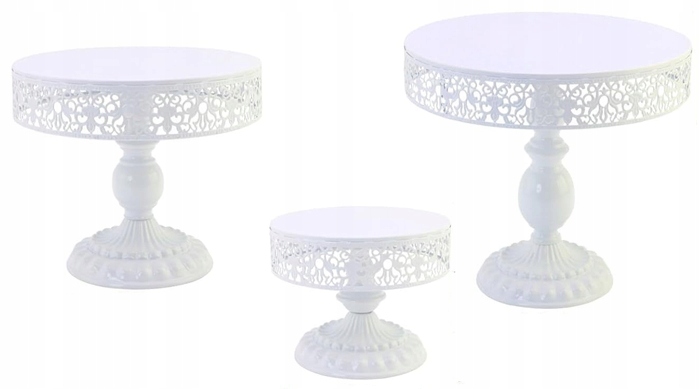 Sada 3 bílých pater na noze pro sladký stůl, dorty, muffiny dort podnos