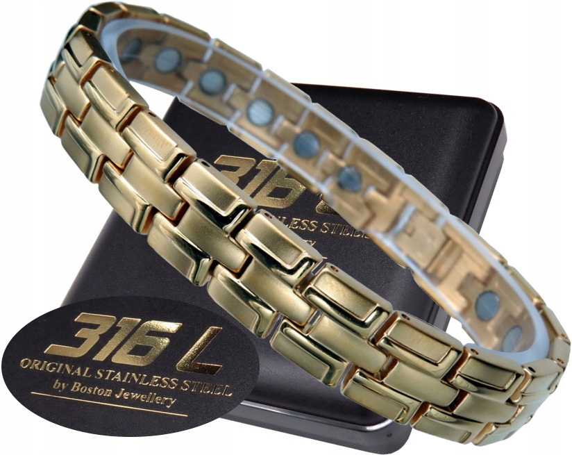 Zlatý Zdravotní Náramek Pánský Náramek Magnetický Silné Magnety