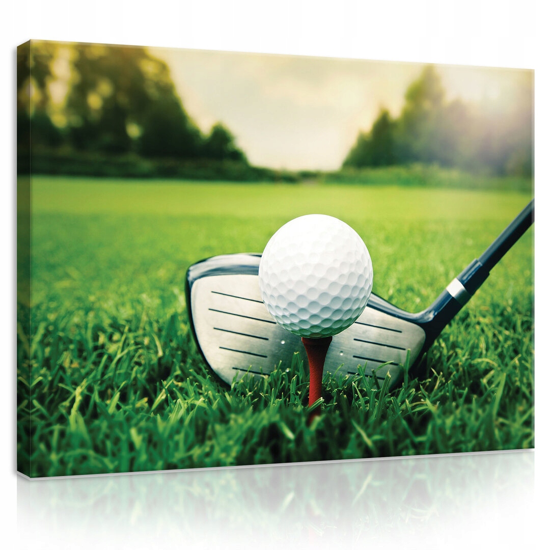 Obraz 100x75 Golf míč hůl tráva zeleň golfové hřiště léto slunce sport