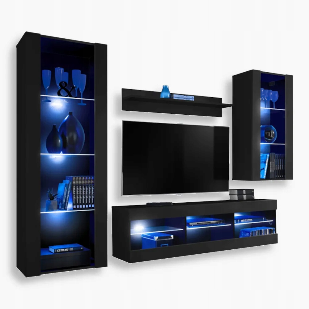 komodee Tivoli Medio Rtv set do obývacího pokoje Černá Modrá Led