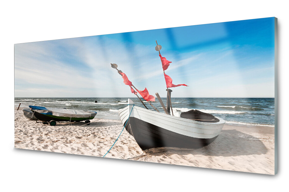 

Panel szklany do kuchni Łódka Plaża 125x50