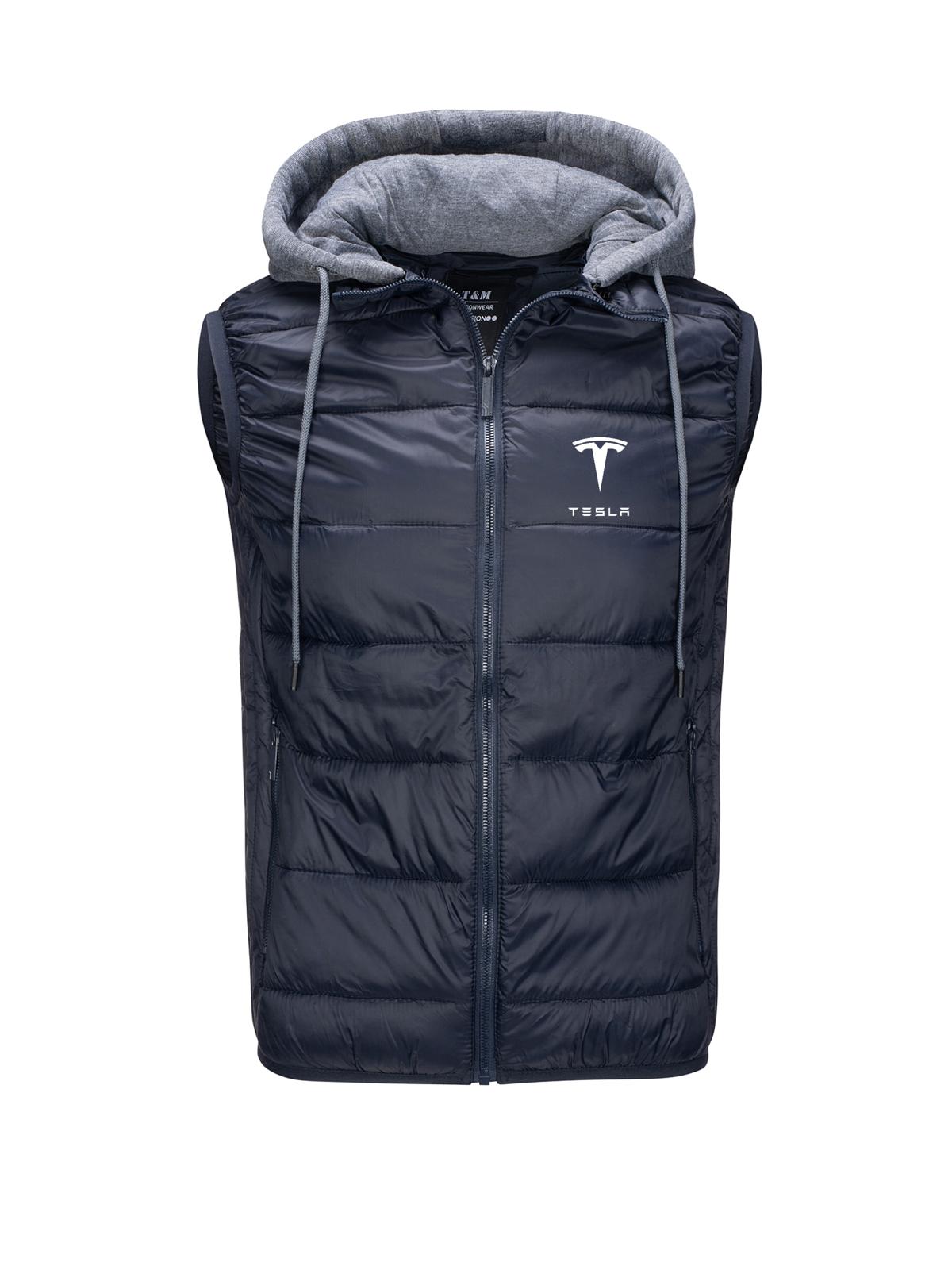 Bunda Bez Rukávů Tesla Pikovaná, Tmavě Modrá, M