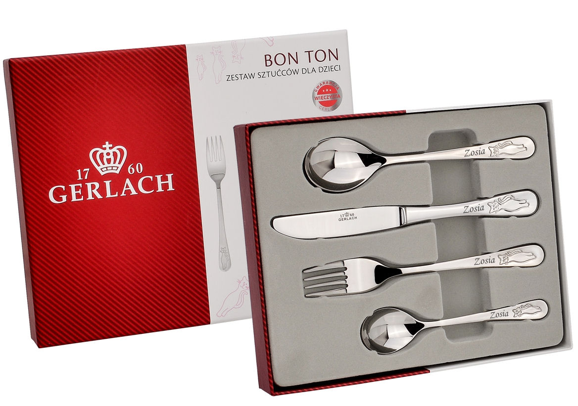 

Sztućce Gerlach Bon Ton Kotki Chrzest Grawer