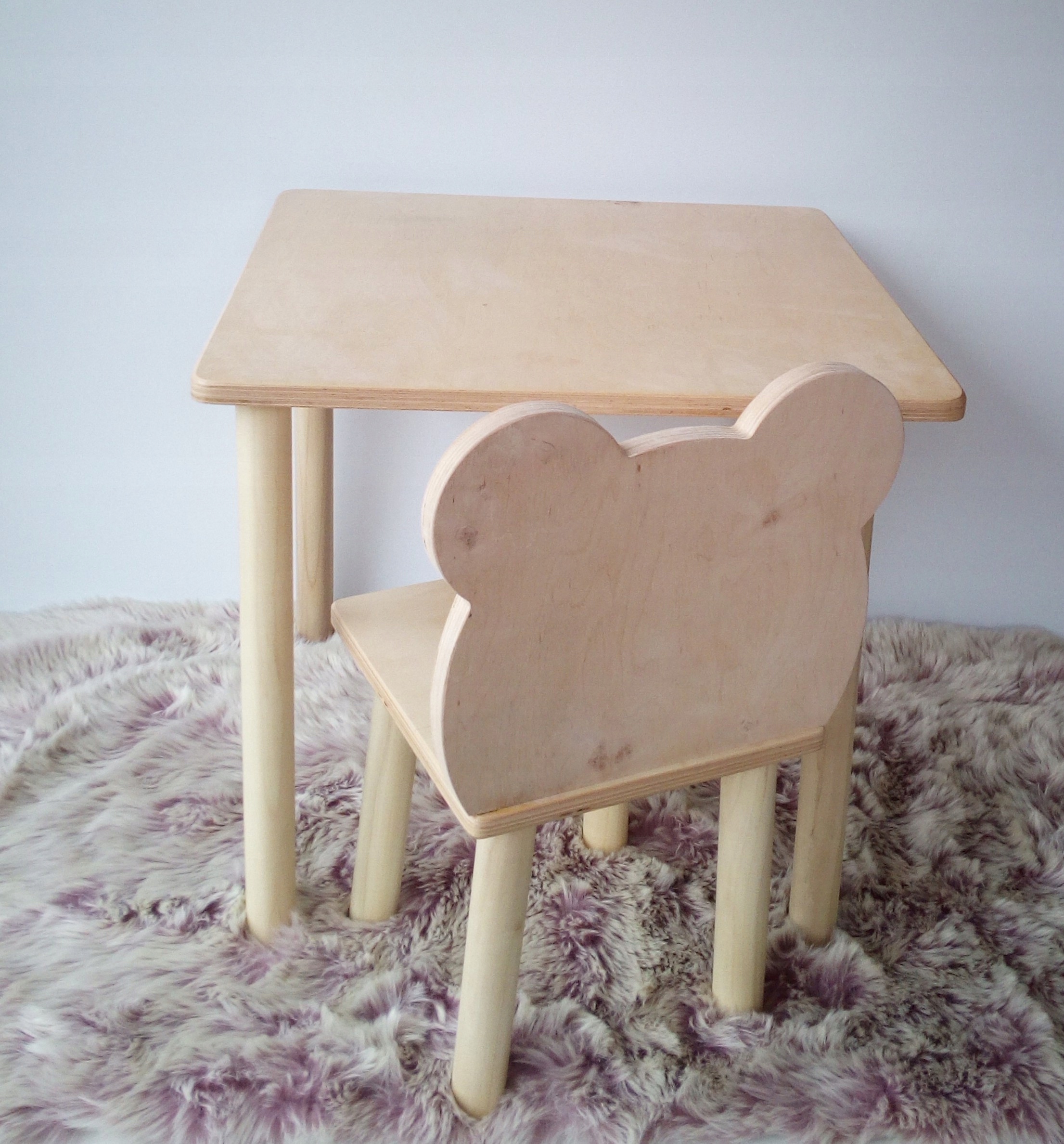 Zestaw stolik z krzesełkiem miś misiu. Styl boho Marka bez marki