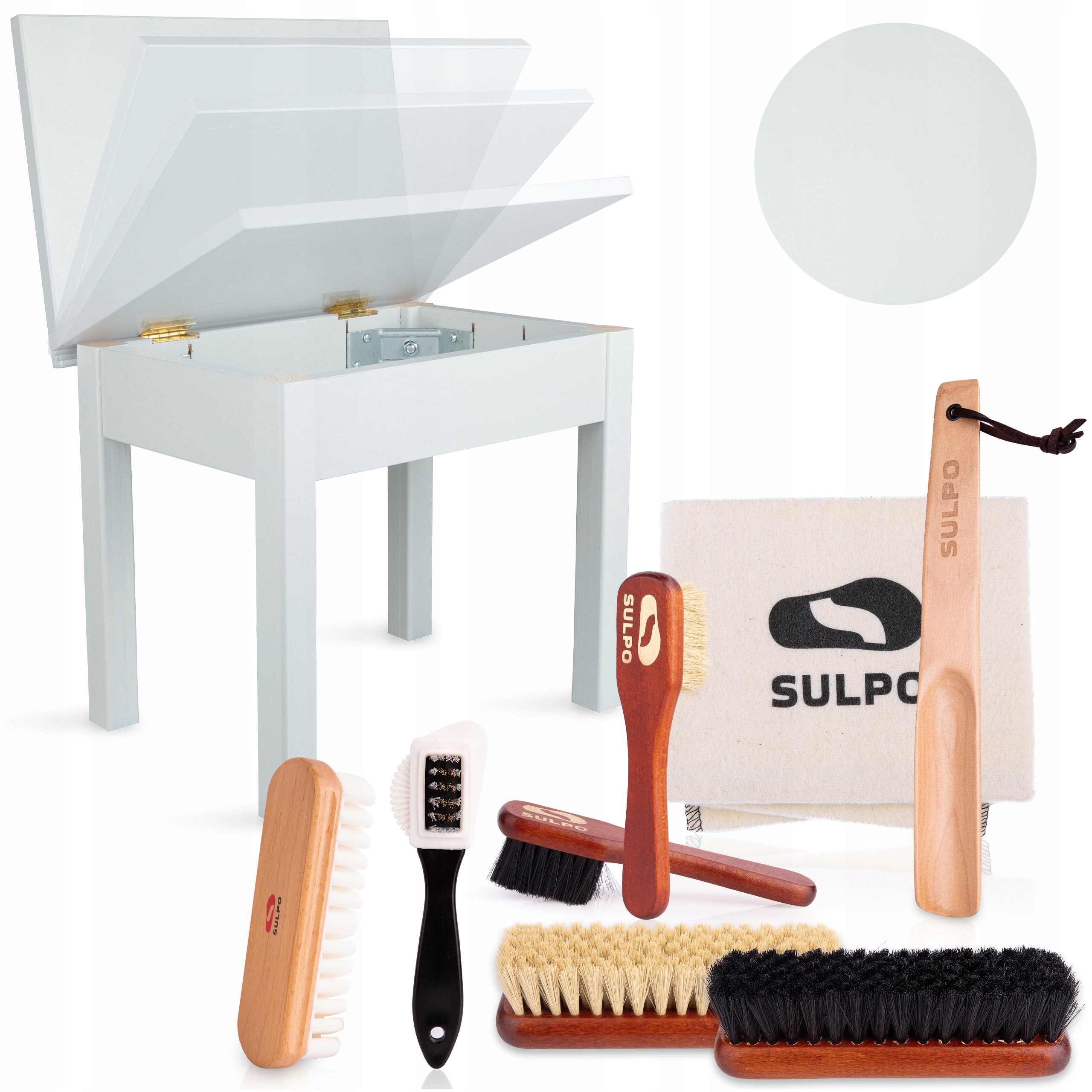 Kartáče Na Boty Set Kůže Semiš Stolička Na Skladování 9v1